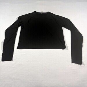 TNA TNAction Black Crop Shirt Crew Top Activewear Yoga Gym Poly Stretch Sz S